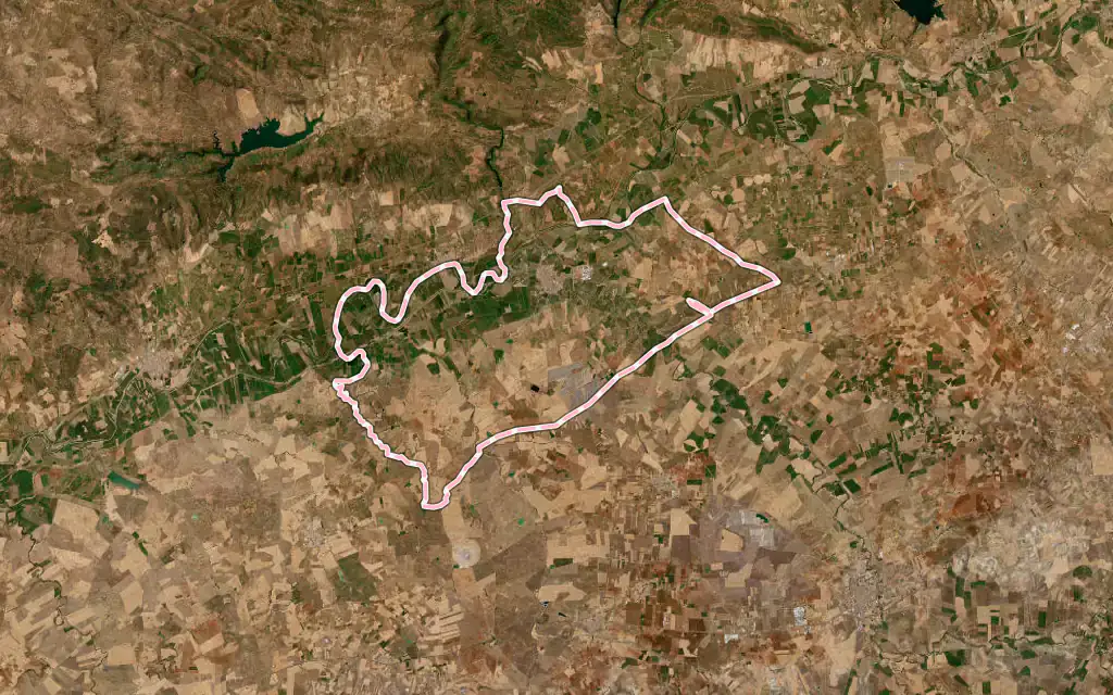 Vista satélite de Palma del Río con su contorno administrativo