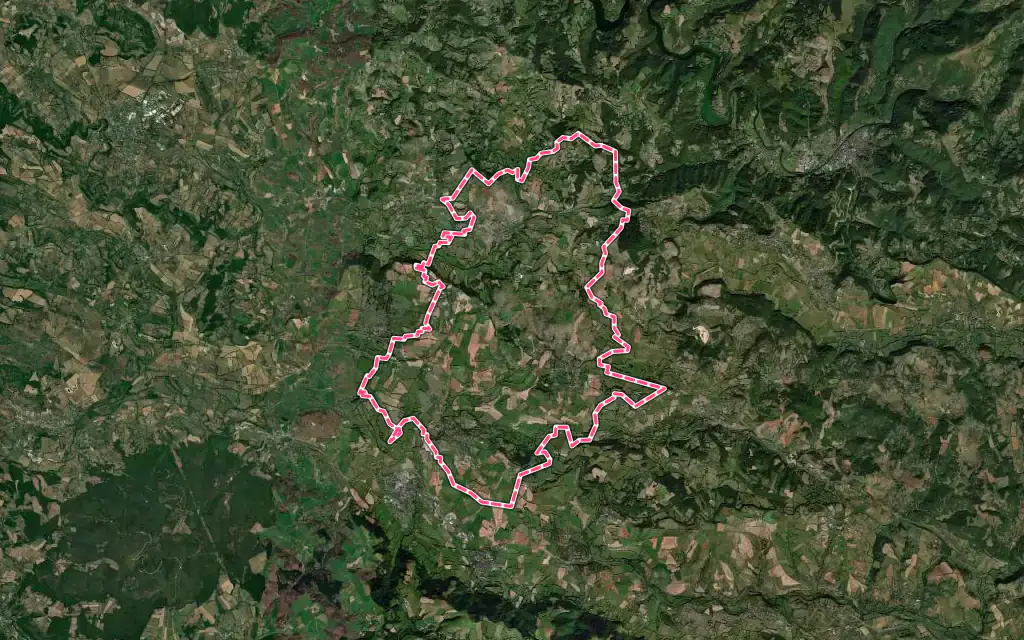 Vue satellite de Palmas d'Aveyron avec ses contours administratifs