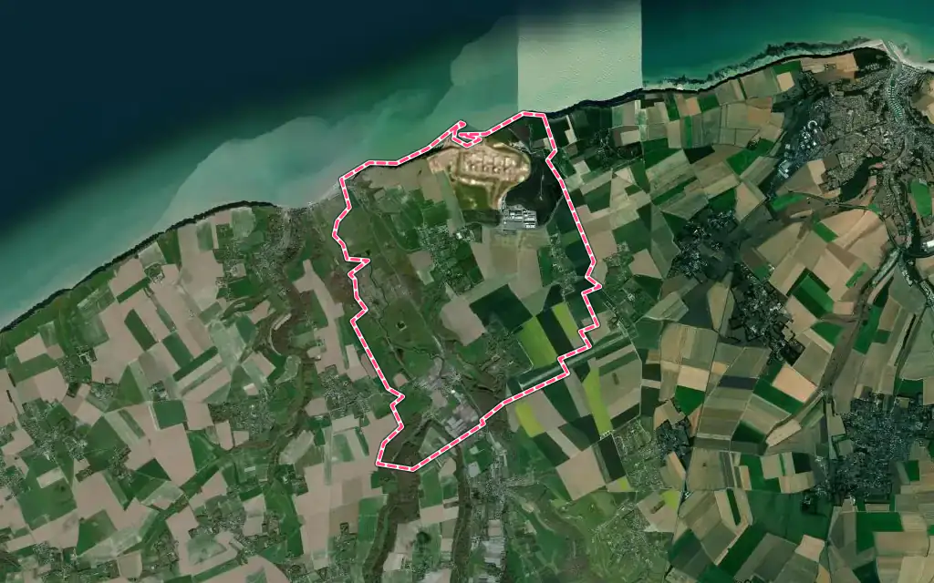 Vue satellite de Paluel avec ses contours administratifs