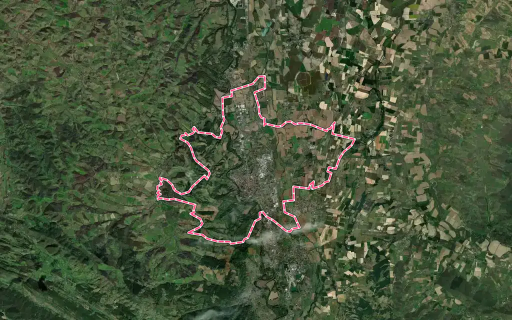 Vue satellite de Pamiers avec ses contours administratifs