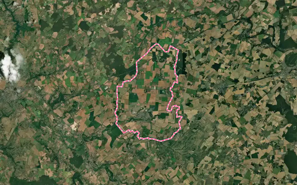 Vue satellite de Pamproux avec ses contours administratifs