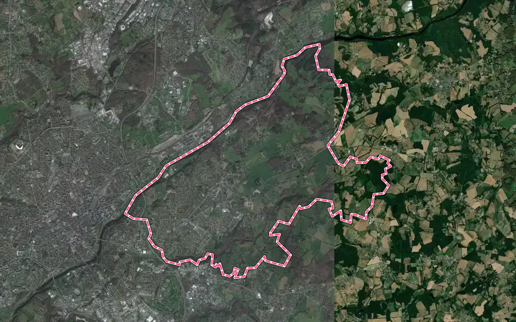 Vue satellite de Panazol avec ses contours administratifs