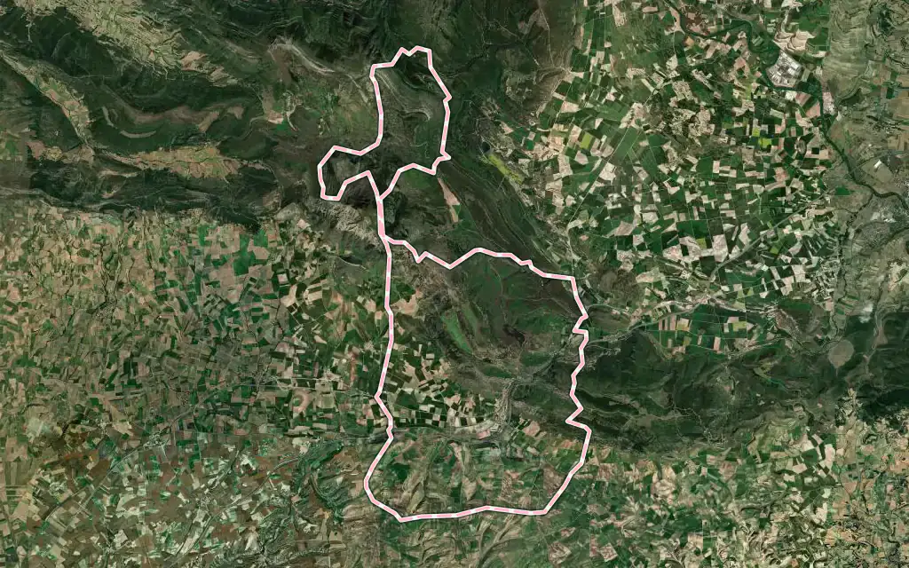 Vista satélite de Pancorbo con su contorno administrativo