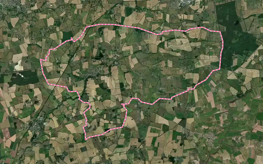 Vue satellite de Pannecé avec ses contours administratifs