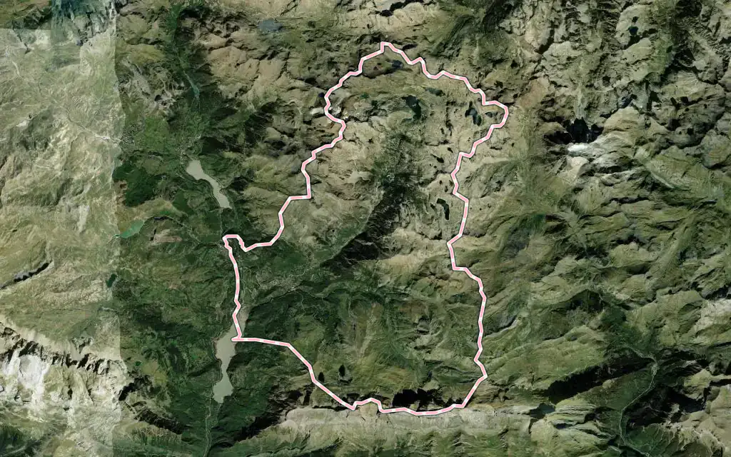 Vista satélite de Panticosa con su contorno administrativo