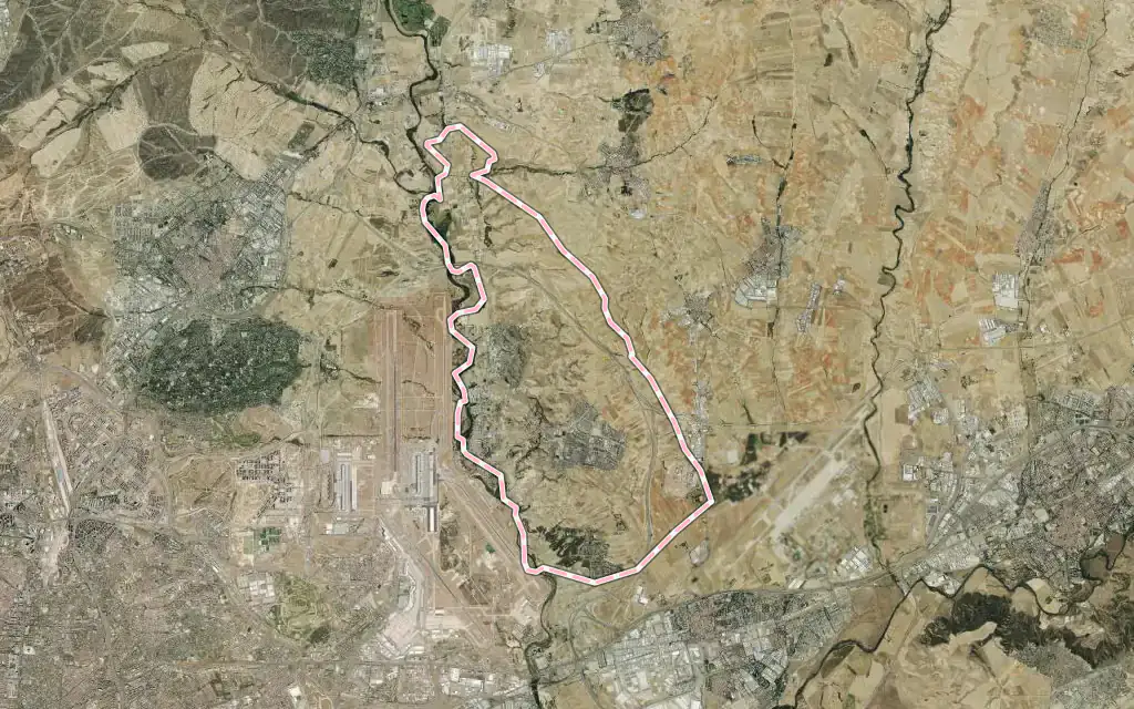 Vista satélite de Paracuellos de Jarama con su contorno administrativo