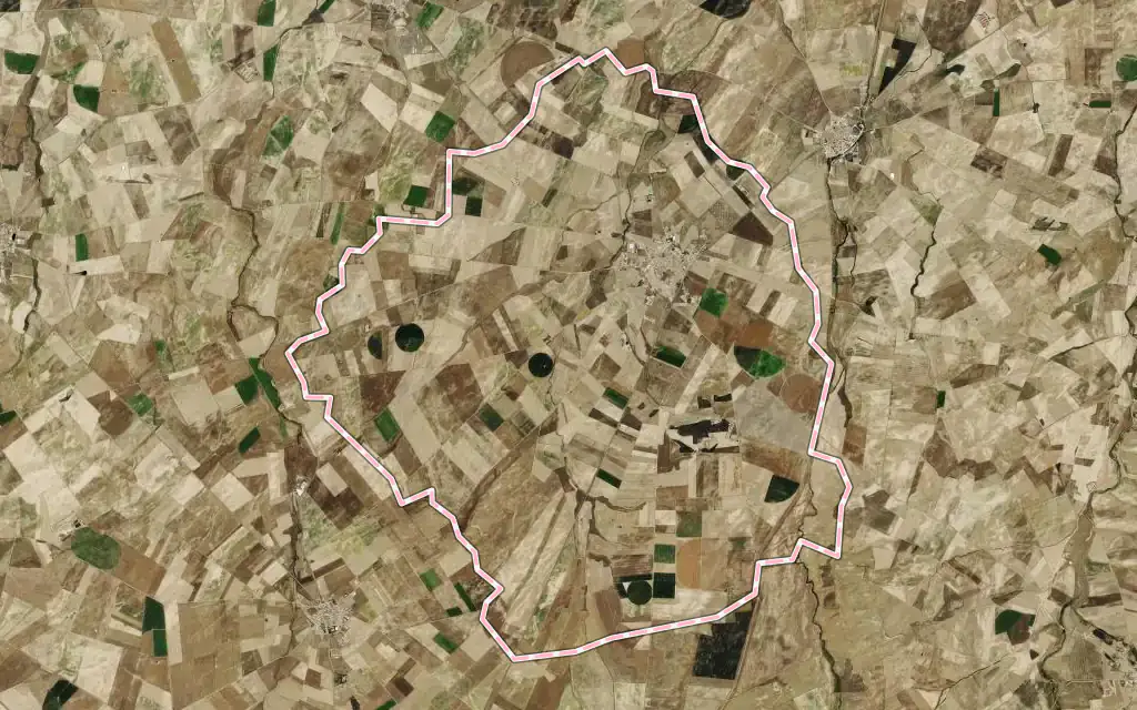 Vista satélite de Paradinas de San Juan con su contorno administrativo
