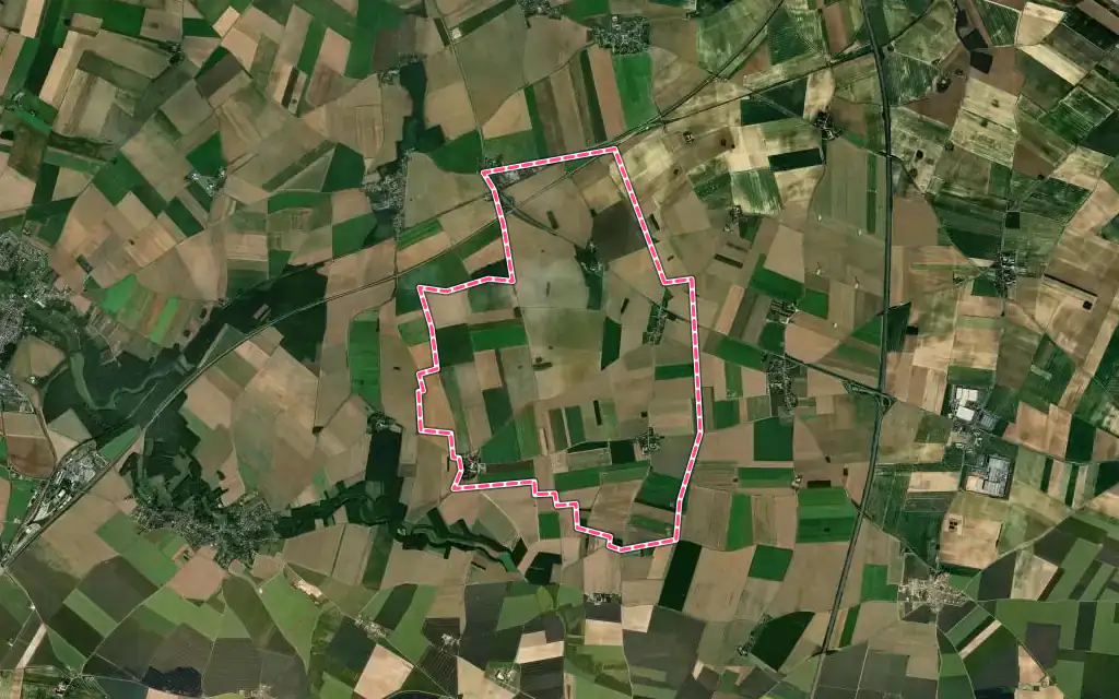 Vue satellite de Paray-Douaville avec ses contours administratifs