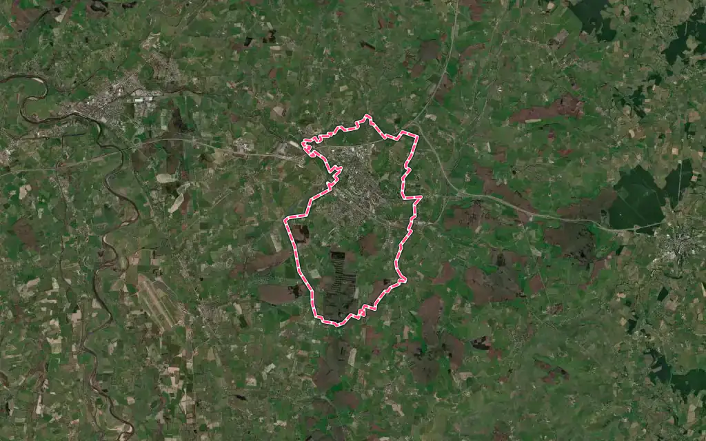 Vue satellite de Paray-le-Monial avec ses contours administratifs