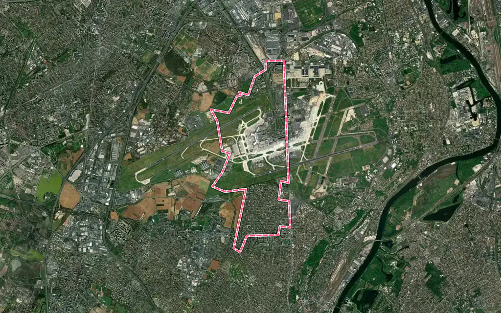 Vue satellite de Paray-Vieille-Poste avec ses contours administratifs