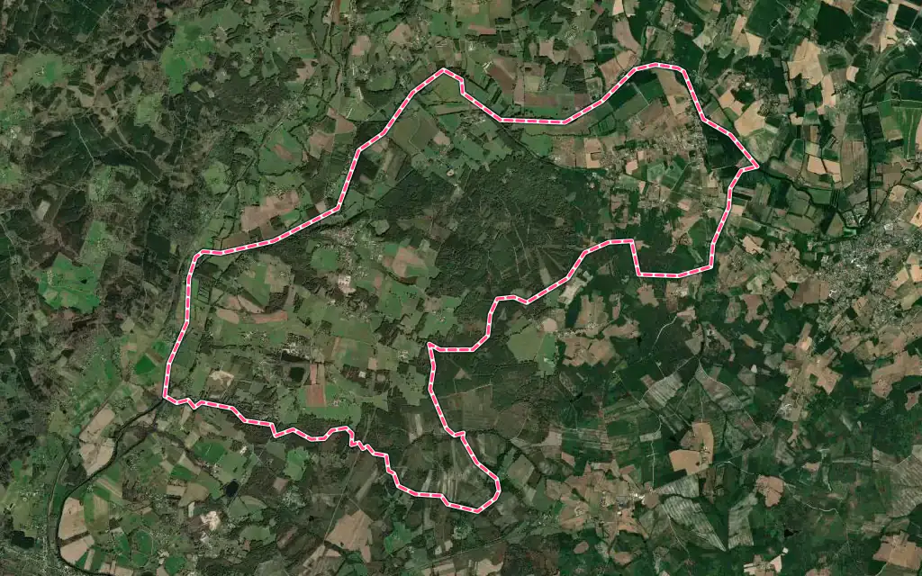 Vue satellite de Parcoul-Chenaud avec ses contours administratifs