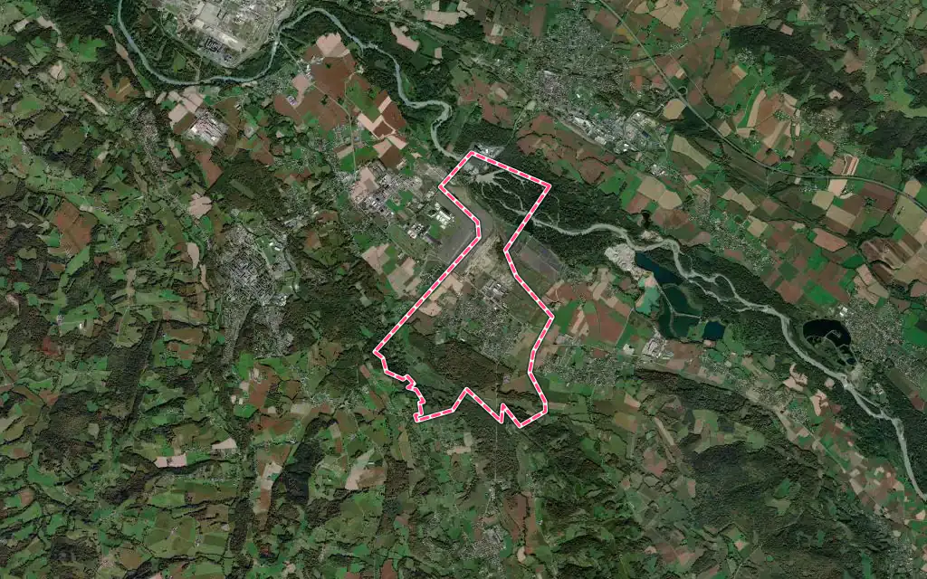 Vue satellite de Pardies avec ses contours administratifs