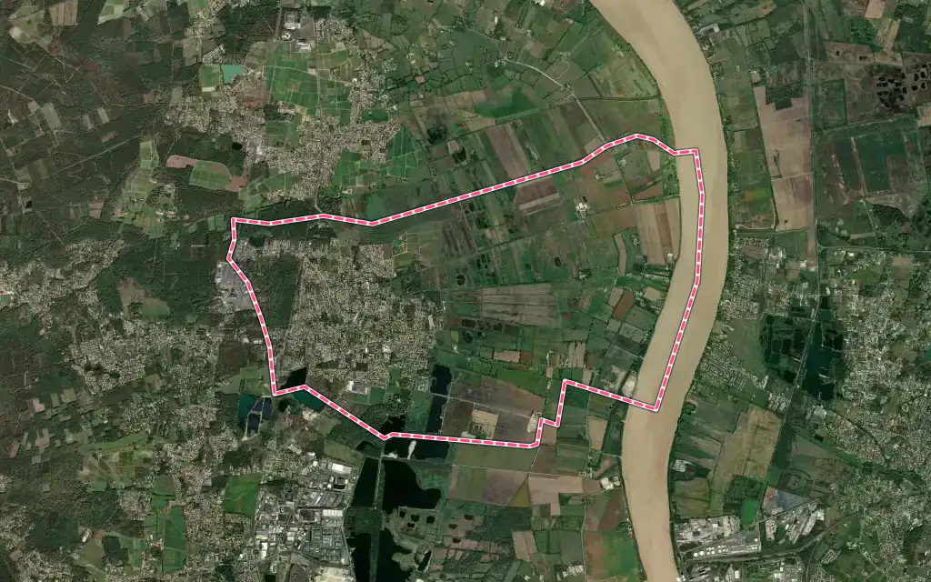 Vue satellite de Parempuyre avec ses contours administratifs