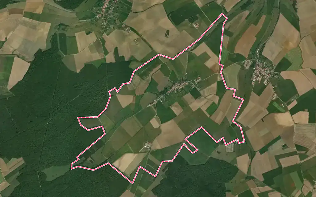 Vue satellite de Parey-Saint-Césaire avec ses contours administratifs