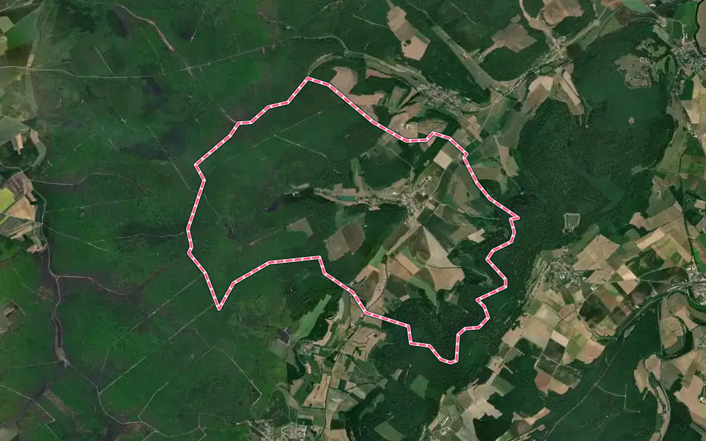 Vue satellite de Pargny-sous-Mureau avec ses contours administratifs