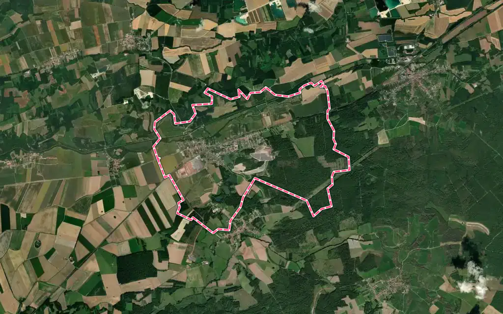 Vue satellite de Pargny-sur-Saulx avec ses contours administratifs