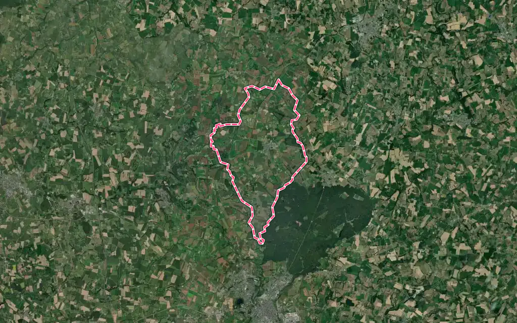 Vue satellite de Parigné avec ses contours administratifs