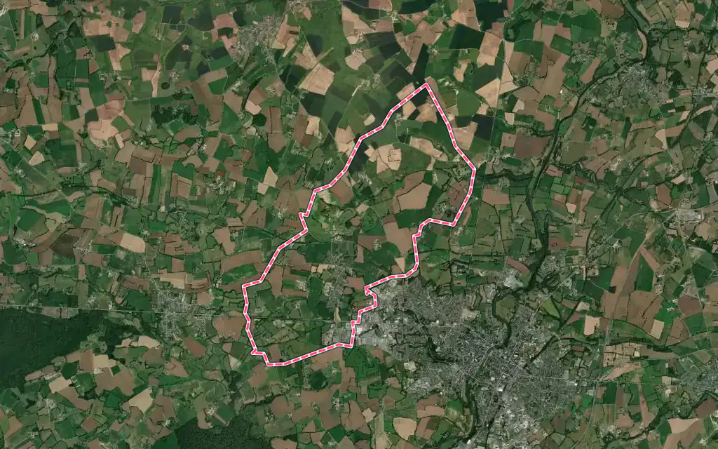Vue satellite de Parigné-sur-Braye avec ses contours administratifs