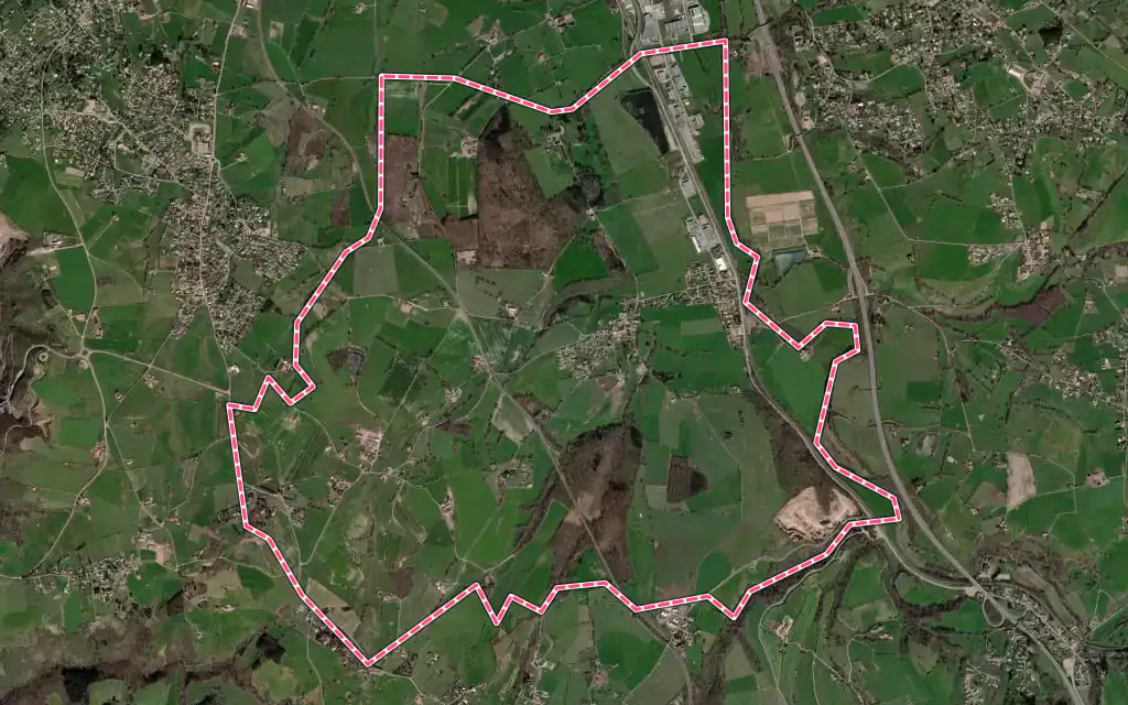 Vue satellite de Parigny avec ses contours administratifs