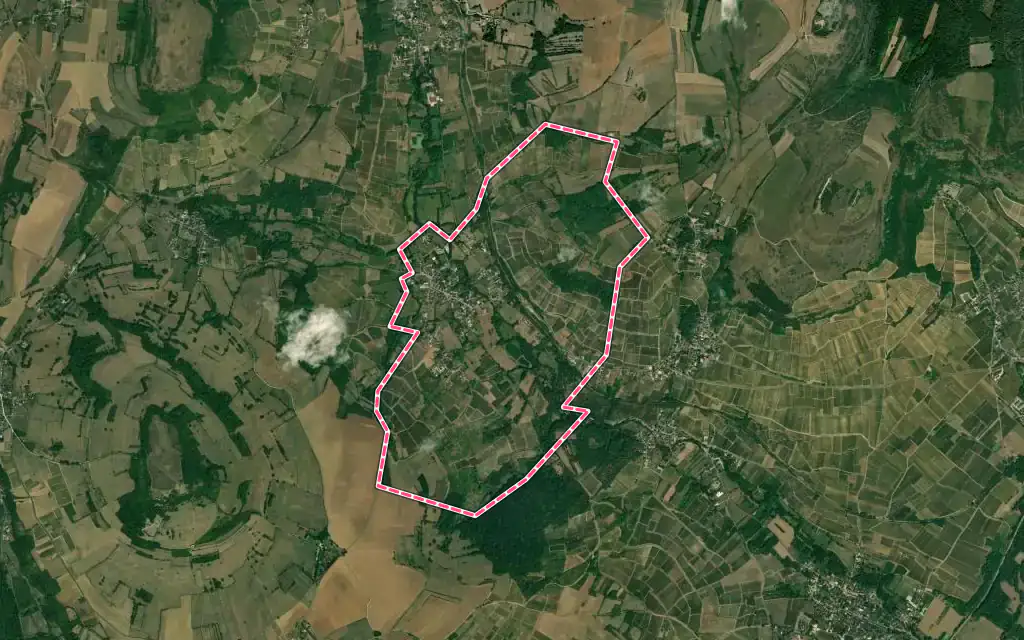 Vue satellite de Paris-l'Hôpital avec ses contours administratifs