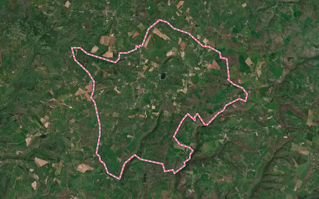 Vue satellite de Parisot avec ses contours administratifs