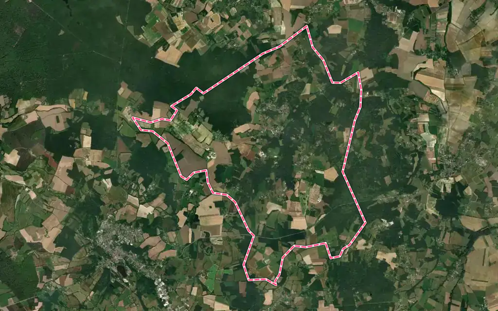 Vue satellite de Parly avec ses contours administratifs