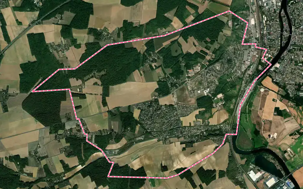 Vue satellite de Paron avec ses contours administratifs