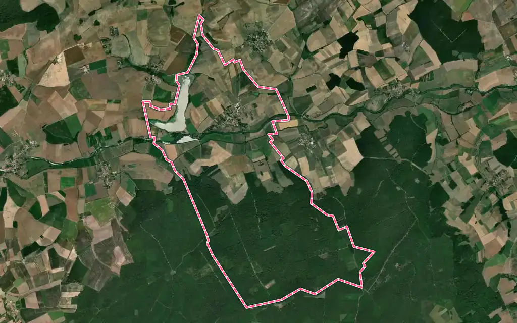 Vue satellite de Parroy avec ses contours administratifs