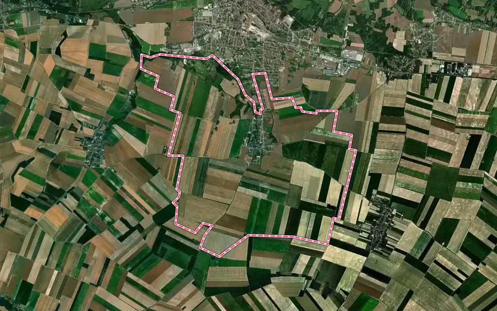 Vue satellite de Pars-lès-Romilly avec ses contours administratifs
