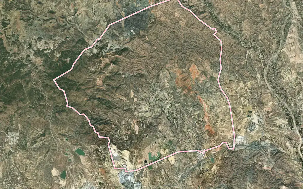 Vista satélite de Partaloa con su contorno administrativo