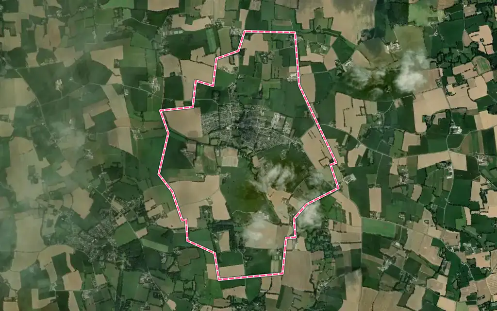 Vue satellite de Parthenay-de-Bretagne avec ses contours administratifs