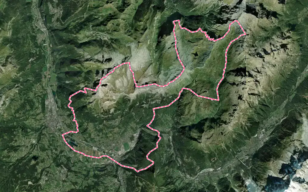 Vue satellite de Passy avec ses contours administratifs