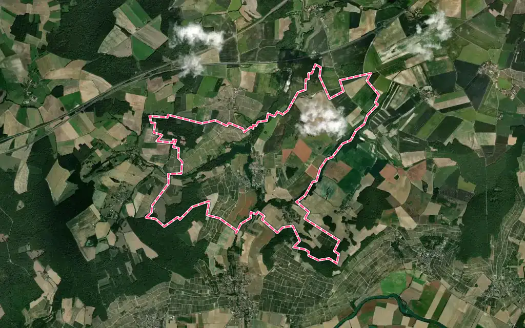 Vue satellite de Passy-Grigny avec ses contours administratifs