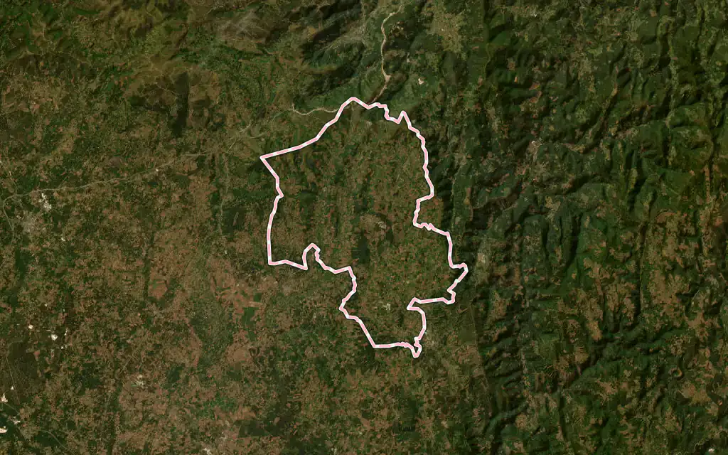 Vista satélite de Pastoriza con su contorno administrativo