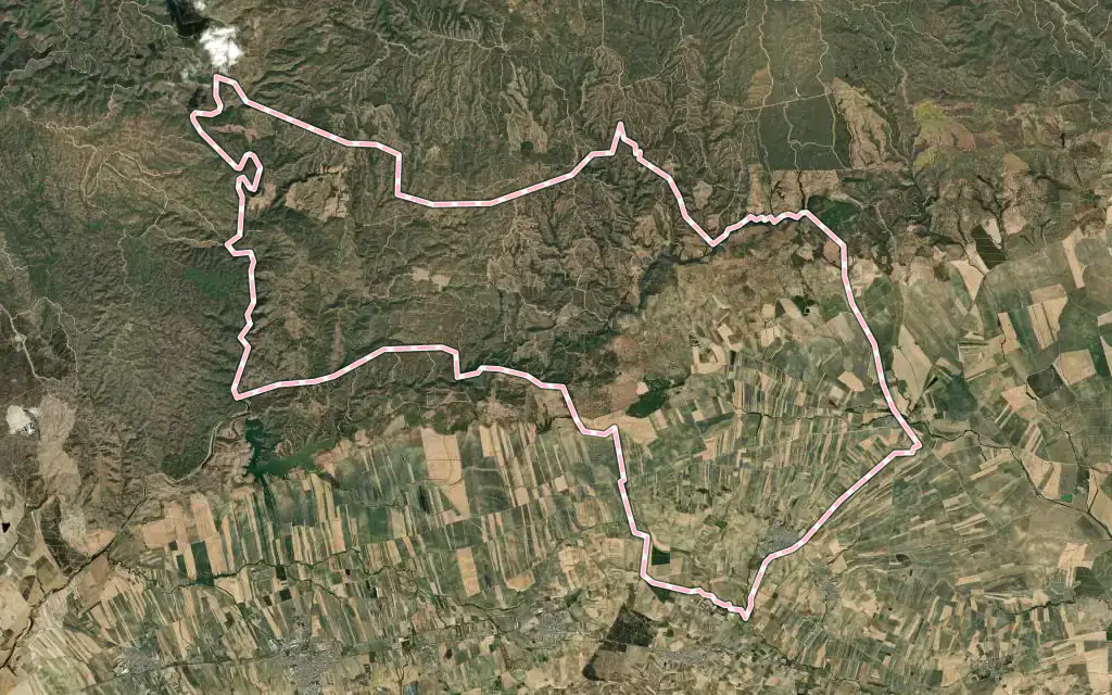 Vista satélite de Paterna del Campo con su contorno administrativo