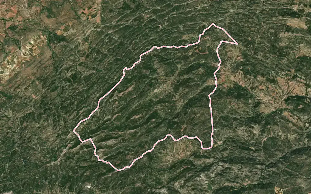 Vista satélite de Paterna del Madera con su contorno administrativo