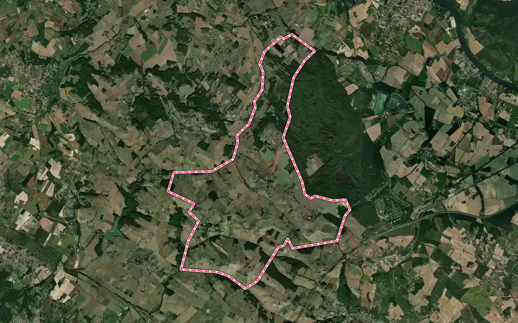 Vue satellite de Paulhac avec ses contours administratifs