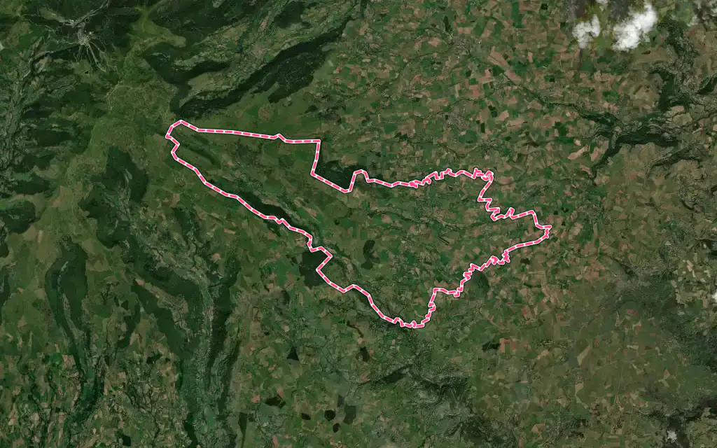 Vue satellite de Paulhac avec ses contours administratifs