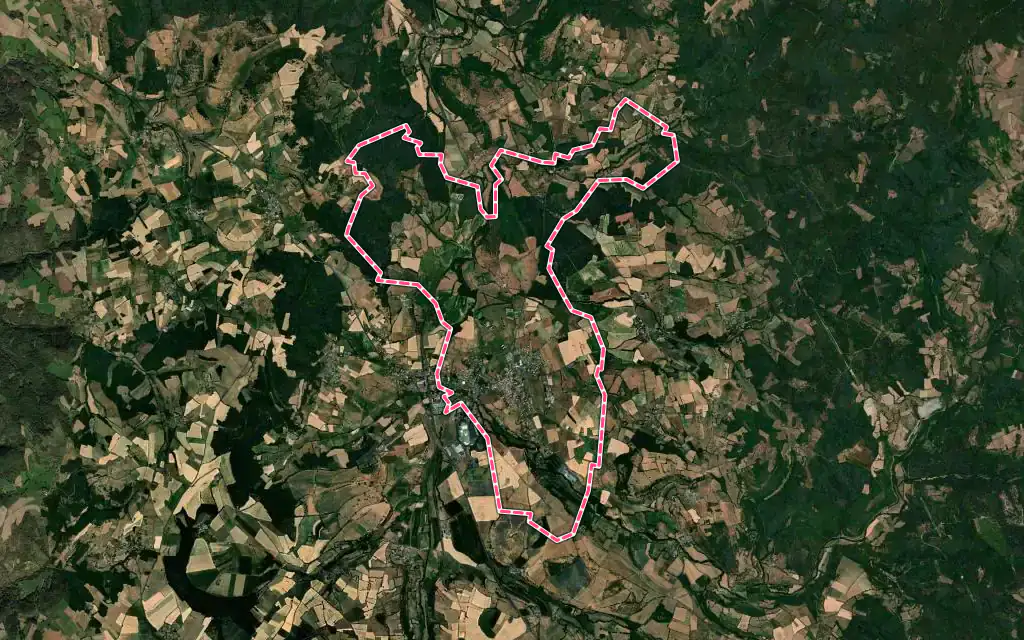 Vue satellite de Paulhaguet avec ses contours administratifs