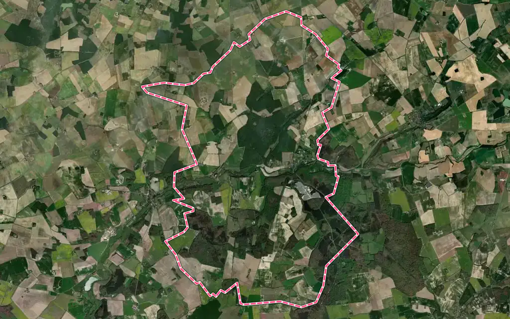 Vue satellite de Paulmy avec ses contours administratifs