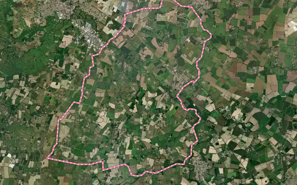 Vue satellite de Paulx avec ses contours administratifs