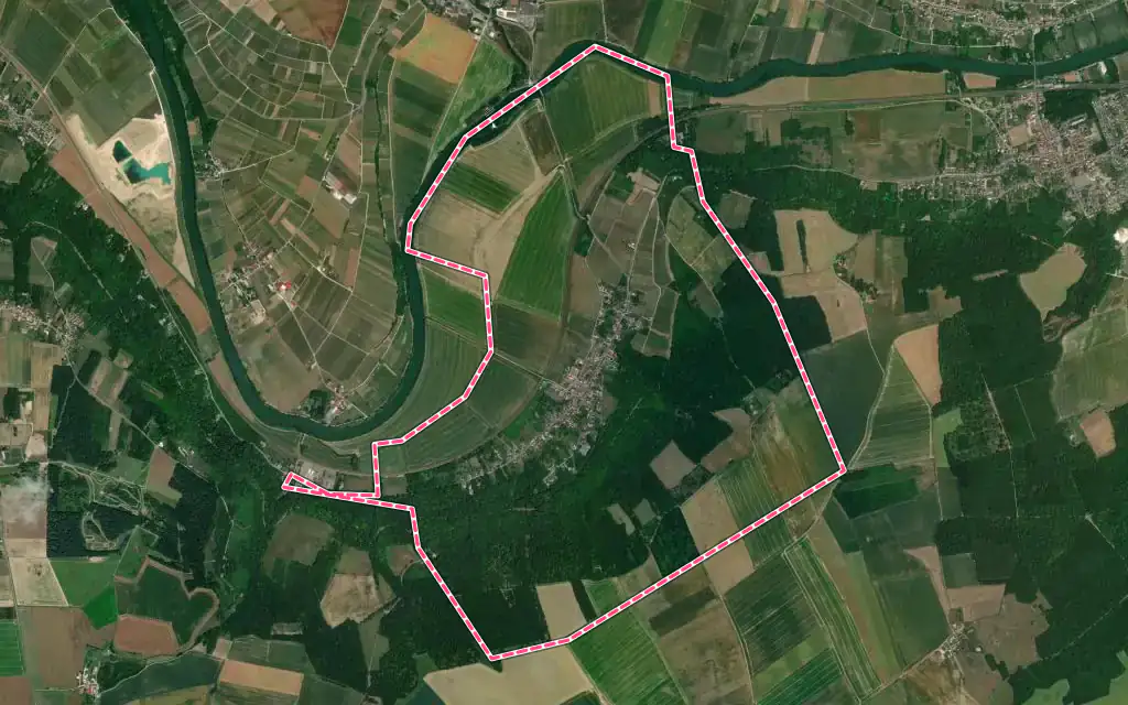 Vue satellite de Pavant avec ses contours administratifs