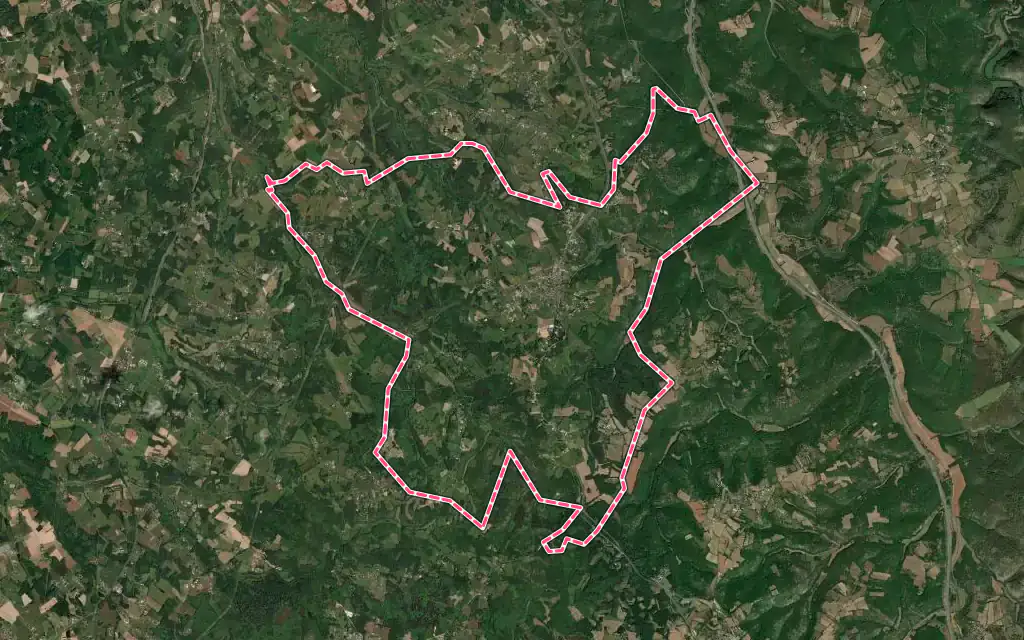 Vue satellite de Payrac avec ses contours administratifs
