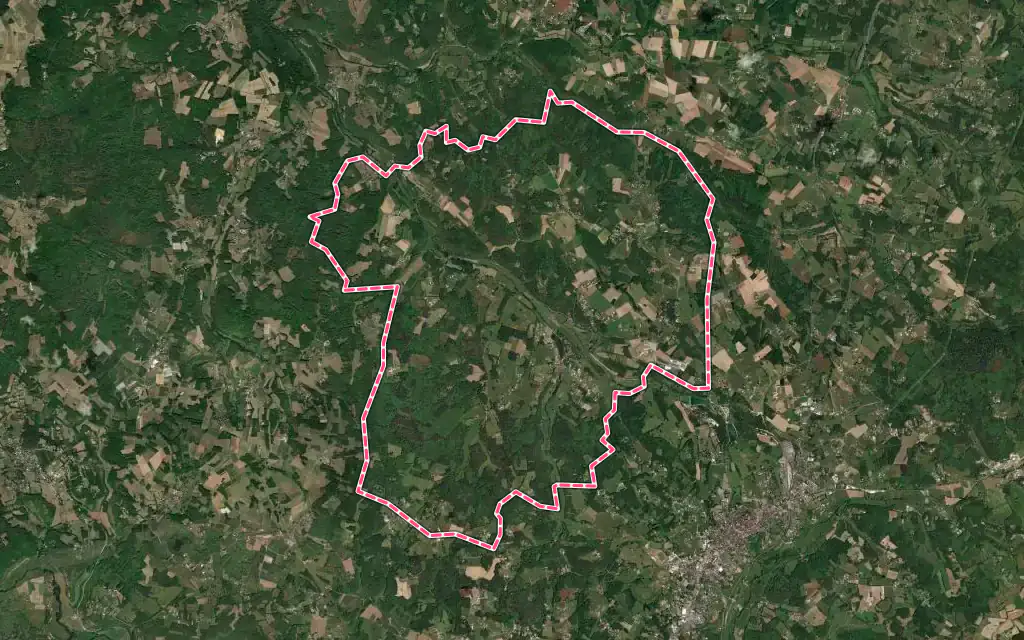 Vue satellite de Payrignac avec ses contours administratifs