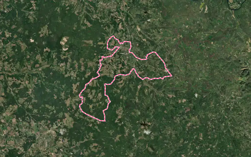 Vue satellite de Pays de Belvès avec ses contours administratifs