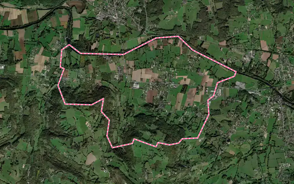 Vue satellite de Pazayac avec ses contours administratifs