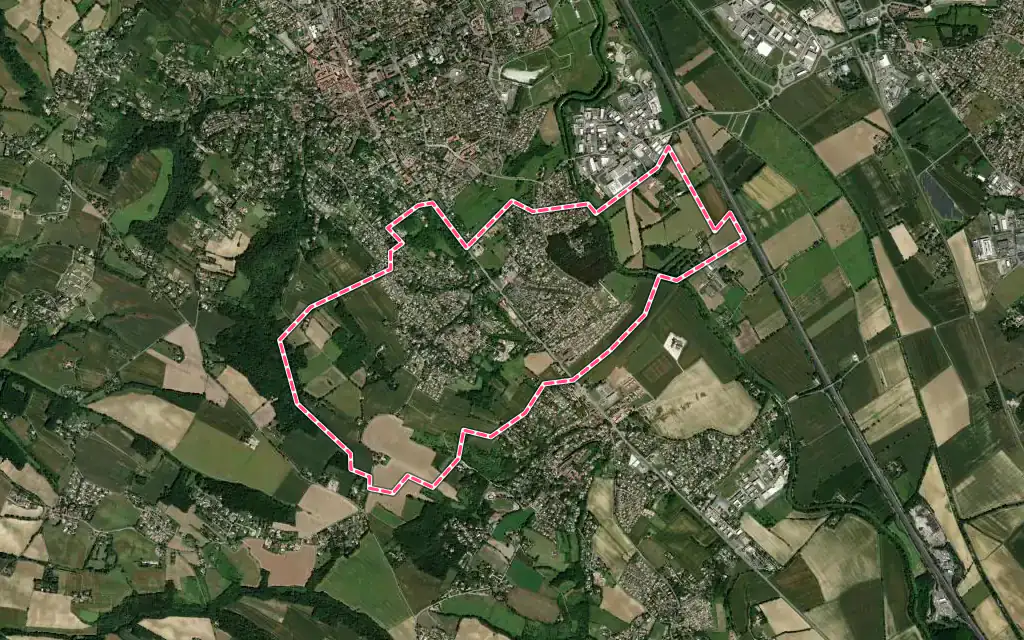 Vue satellite de Péchabou avec ses contours administratifs