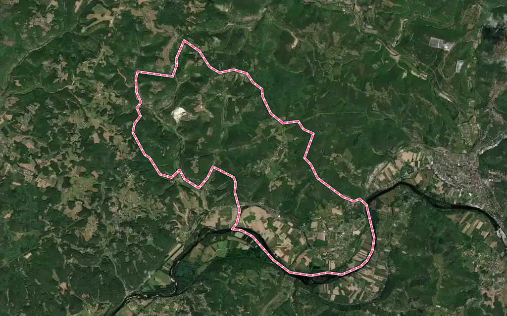 Vue satellite de Pechs-de-l'Espérance avec ses contours administratifs