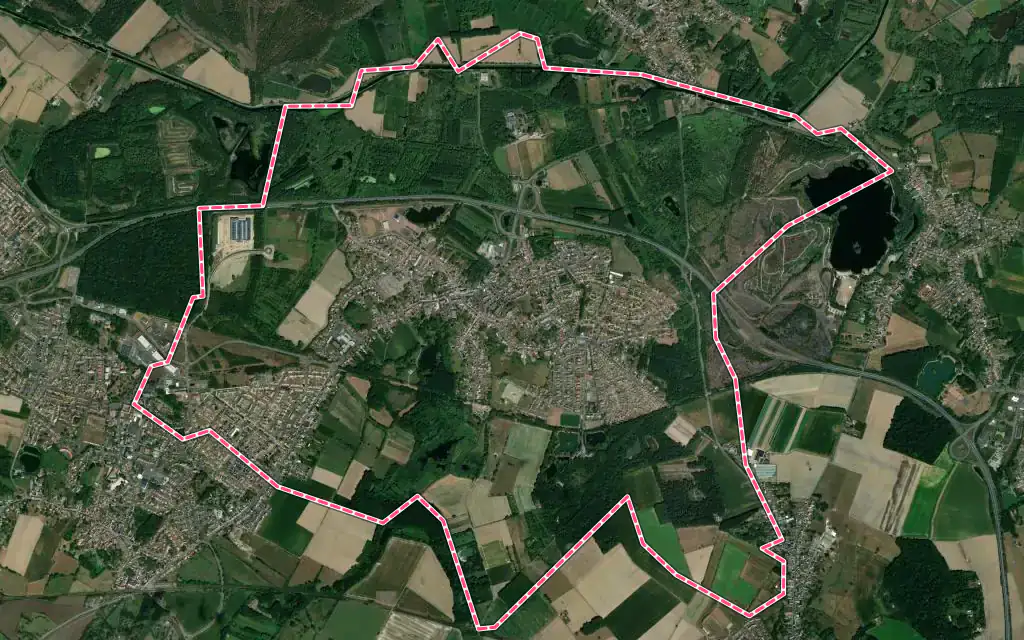 Vue satellite de Pecquencourt avec ses contours administratifs