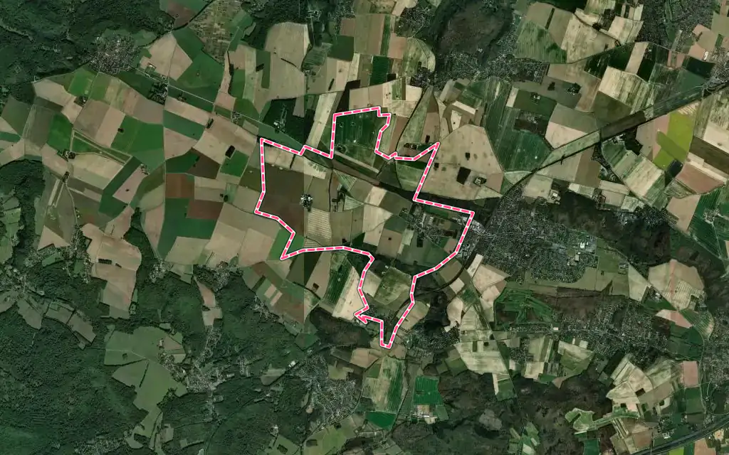 Vue satellite de Pecqueuse avec ses contours administratifs